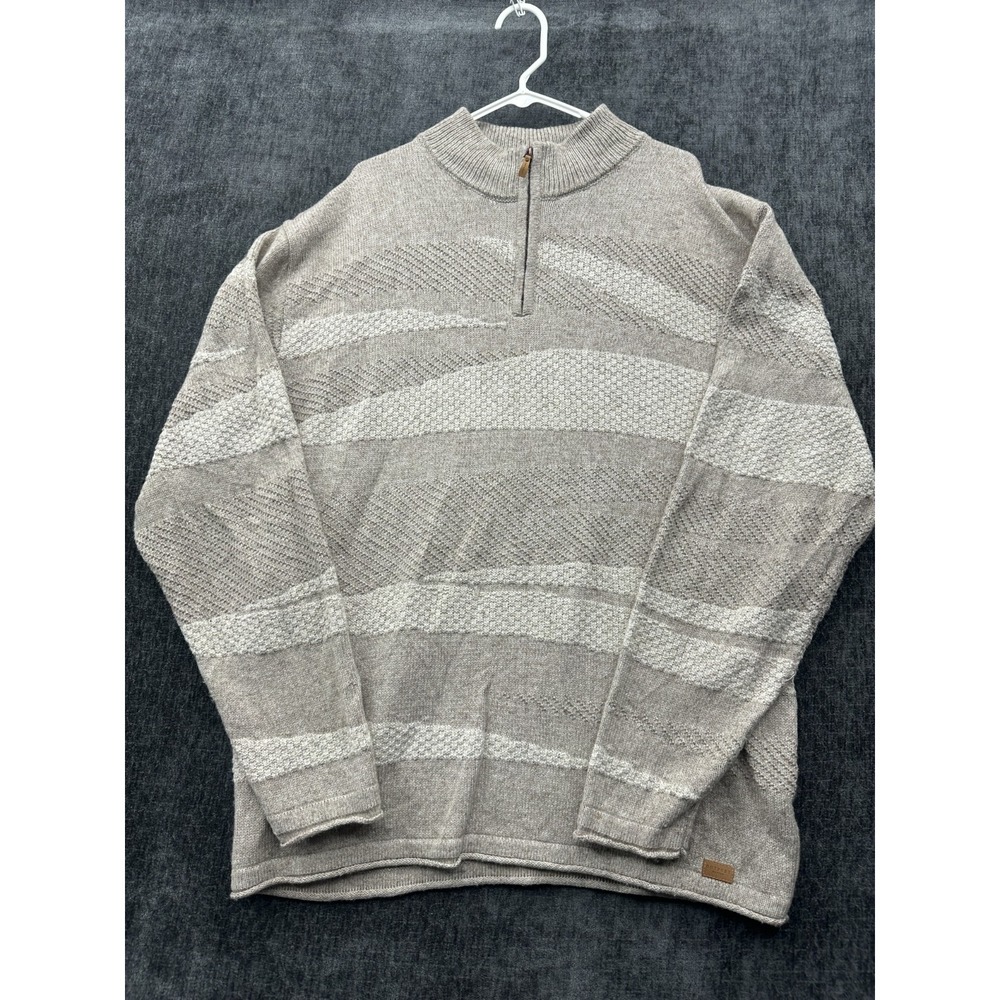 Outpost Makers Sweater Mens‎ 2XL Lt Brown Combo Striped Rolled Trim Mock Neck